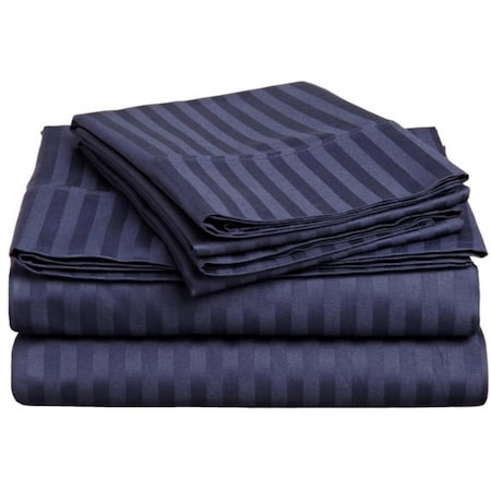 Superior  400 Thread Count Egyptian Cotton Twin XL Sheet Set Stripe  Navy Blue 400XLSH STNB